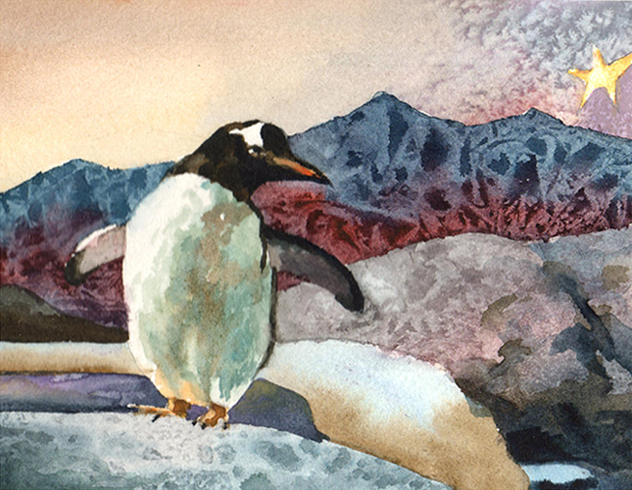 Dancing Penguin Painting by Anne Gifford