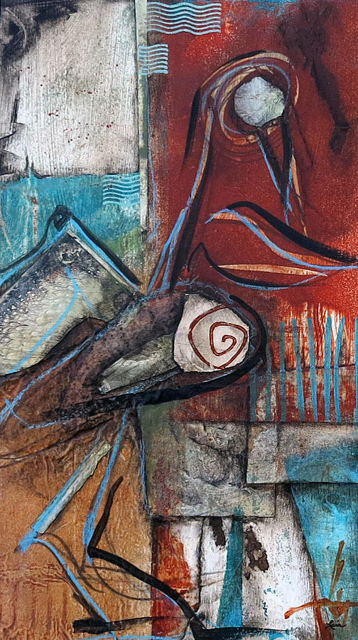 Abstract Mixed Media - Dancing Sandhill by Laura  Lein-Svencner