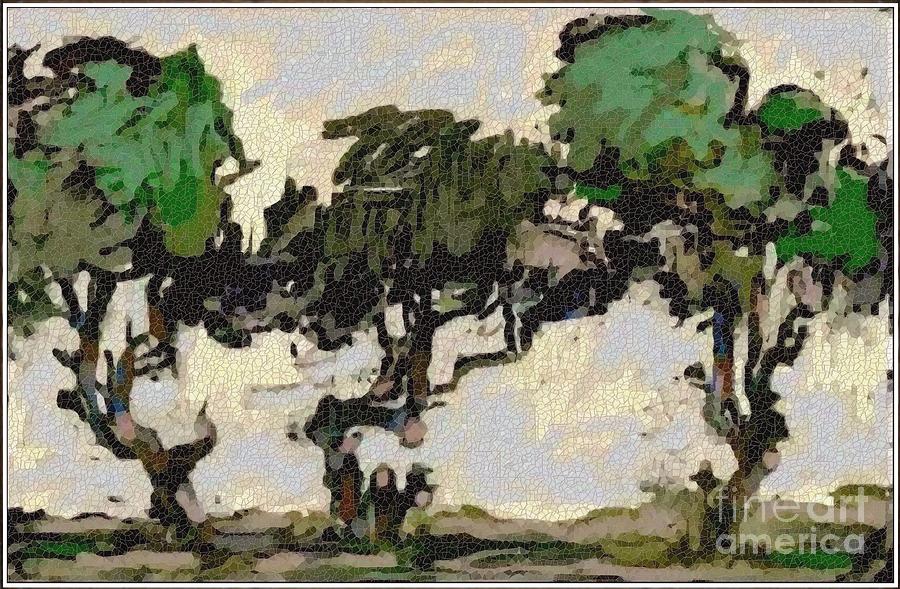 Landscape Painting - Dancing trees DT1 by Pemaro