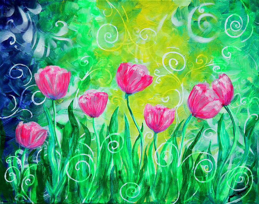 Dancing Tulips Painting by Jan Marvin