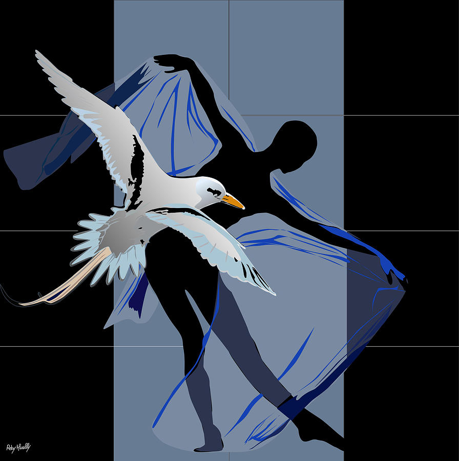 Movement Painting - Dancing with bird by Roby Marelly