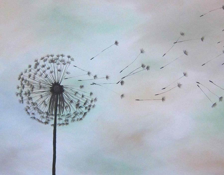 Nature Painting - Dandelion Print by Michelle Eshleman