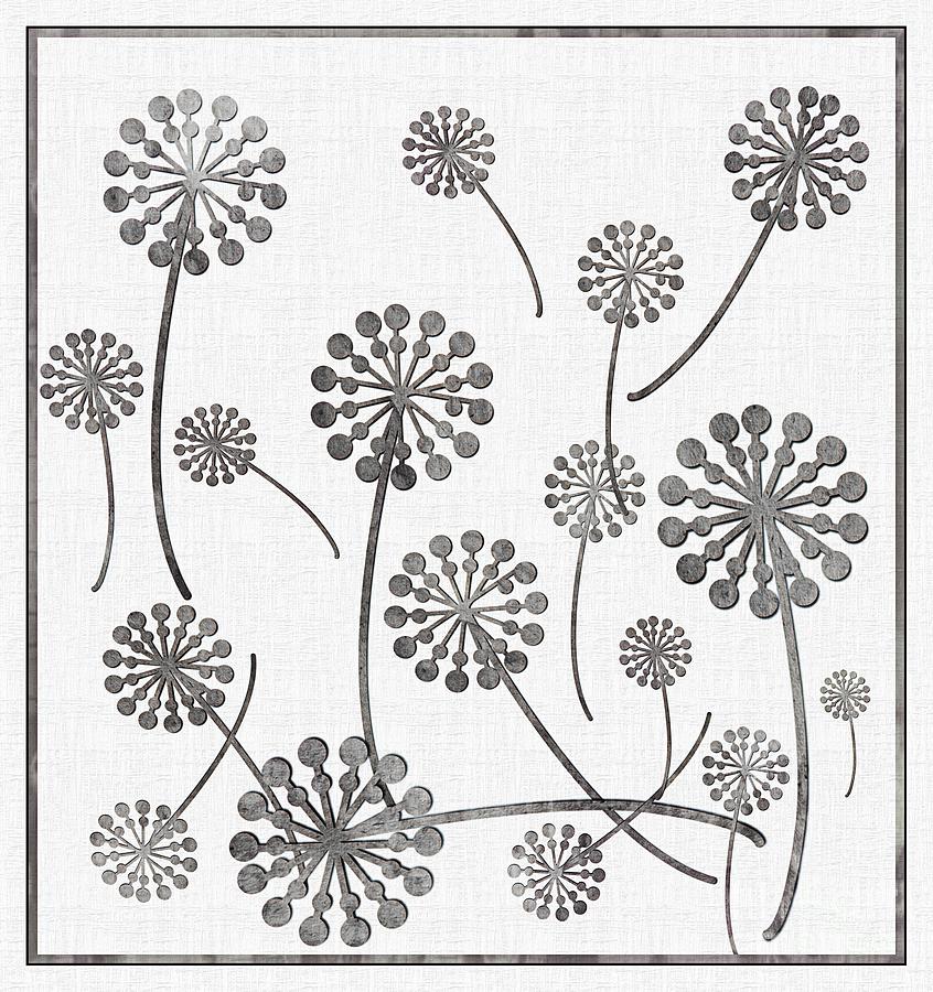 Dandelion Seeds Grey Digital Art by Barbara A Griffin