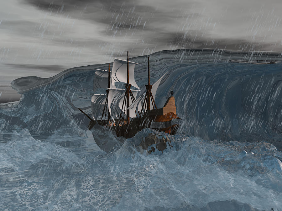 Sailing Digital Art - Dangerous Seas by Michele Wilson