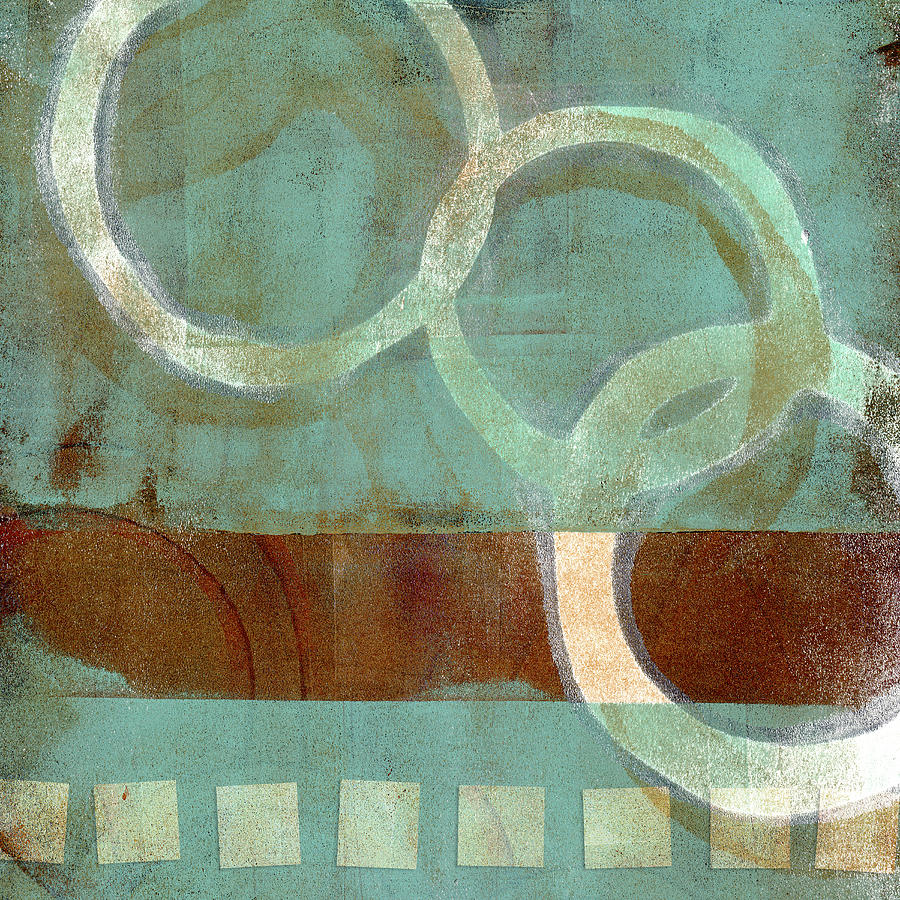 Abstract Mixed Media - Dangling Conversation Monoprint by Carol Leigh