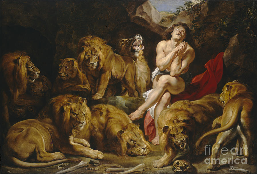 Peter Paul Rubens Painting - Daniel and the Lions Den by Peter Paul Rubens