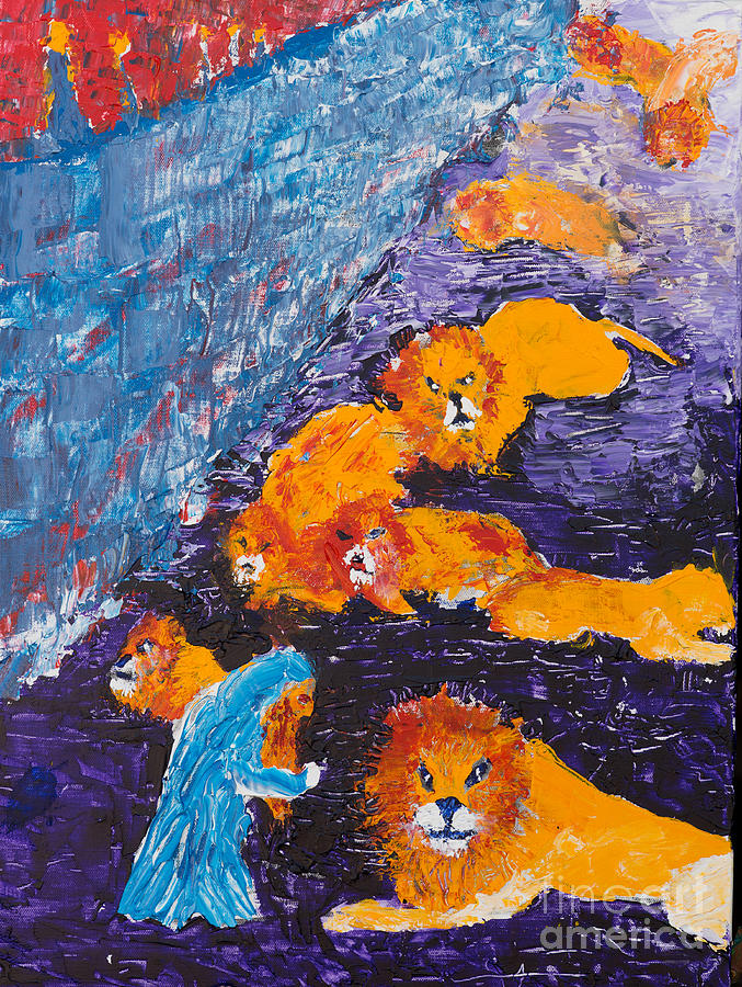 Daniel and the Lions Painting by Walt Brodis