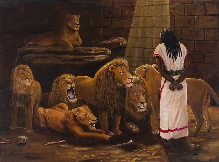 Daniel In The Lions Den Painting by Kolongi TheArtist | Fine Art America