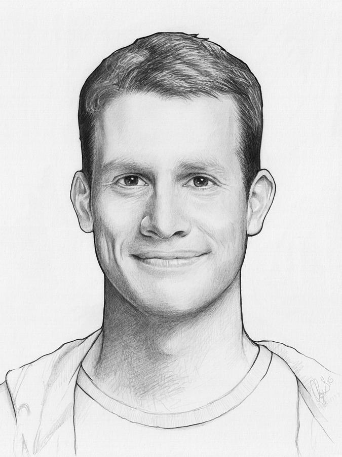 Black And White Drawing - Daniel Tosh by Olga Shvartsur