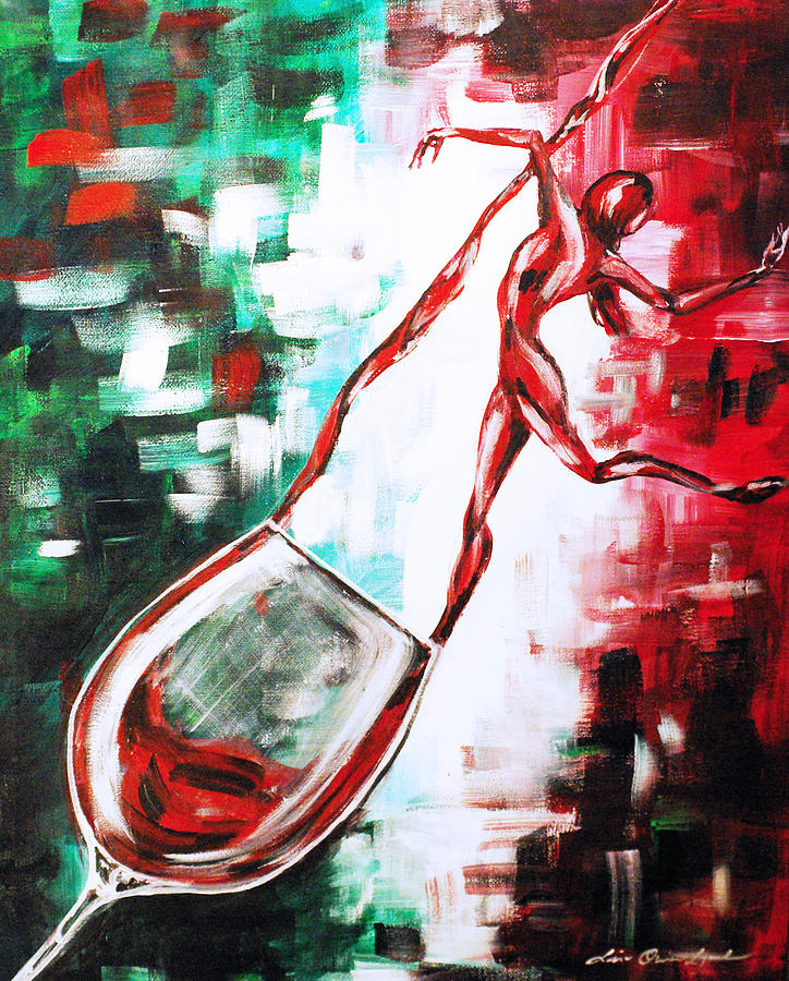 Dans le Vin Mistero Painting by Lisa Owen