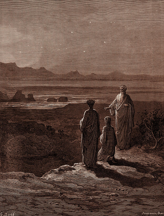 Gustave Dore Drawing - Dante, Virgil, And Cato Of Utica, By Gustave Dore by Litz Collection
