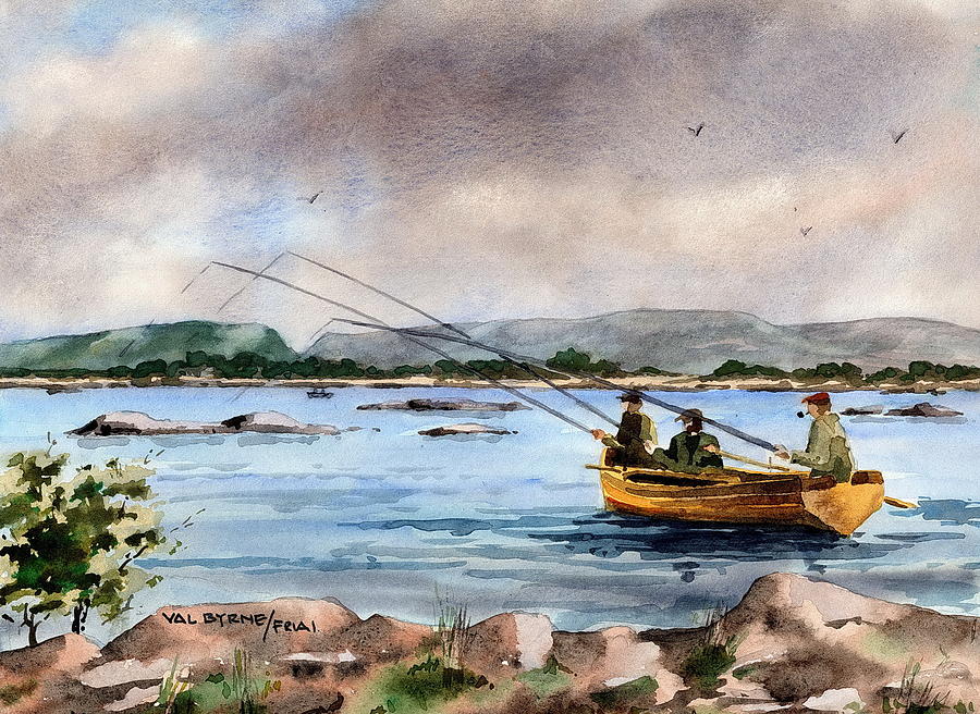 MAYO Dapping on Lough Mask Painting by Val Byrne