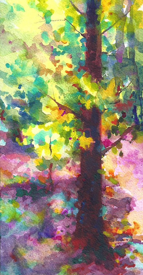 Dappled - light through tree canopy Painting by Talya Johnson