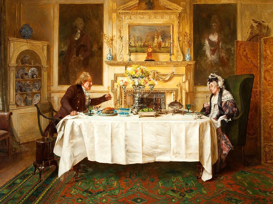 Eating Painting - Darby And Joan by Walter Dendy Sadler