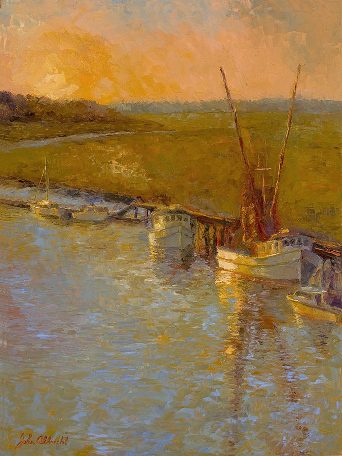 Boat Painting - Darien at Dusk by John Albrecht