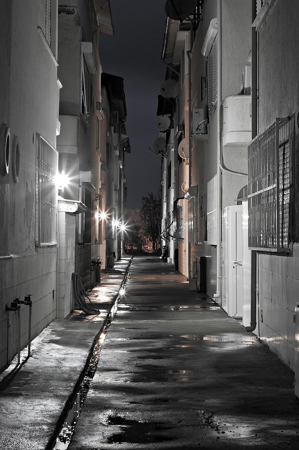 Dark Back Alley On A Wet Night Photograph By Ken Biggs