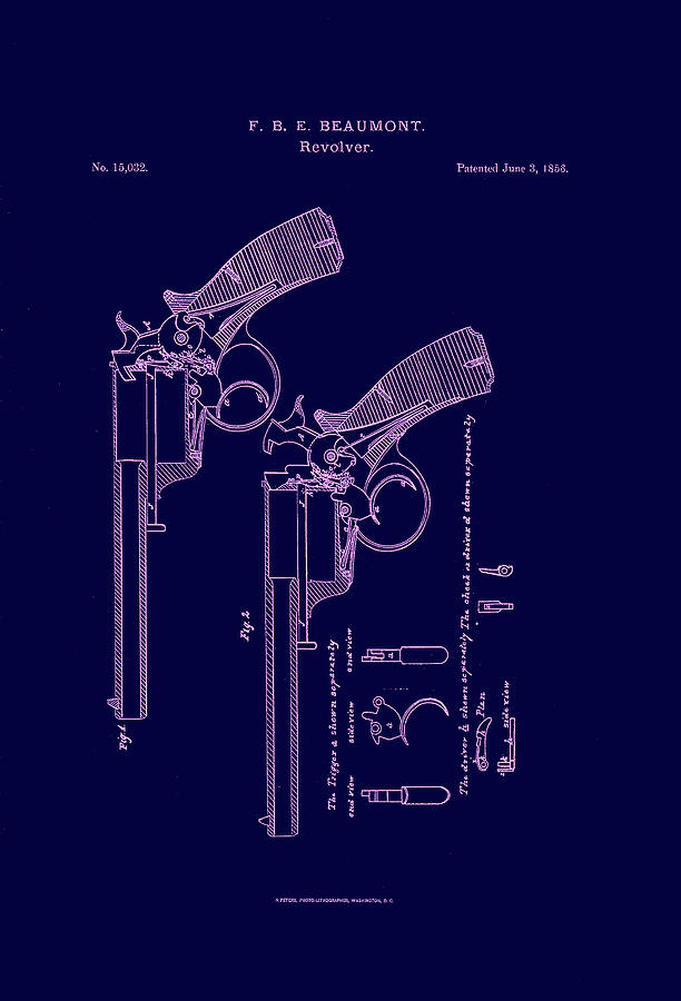 Dark Beaumont Revolver patent Digital Art by Georgia Clare