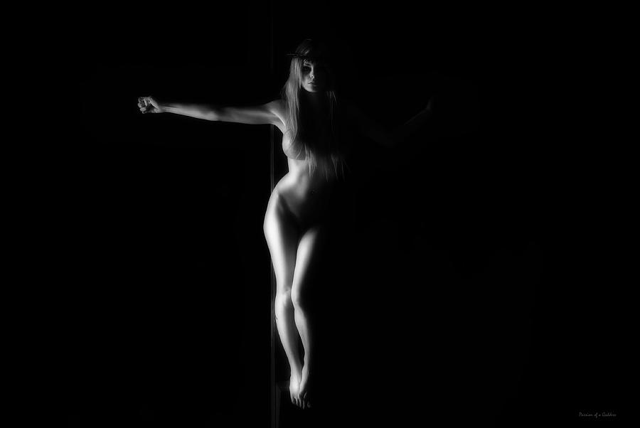 Inspirational Photograph - Dark Black and White Crucified Woman by Ramon Martinez