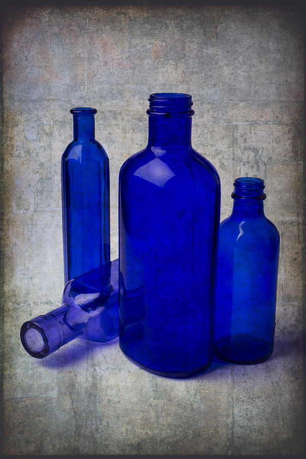 Bottle Photograph - Dark Blue Bottles by Garry Gay