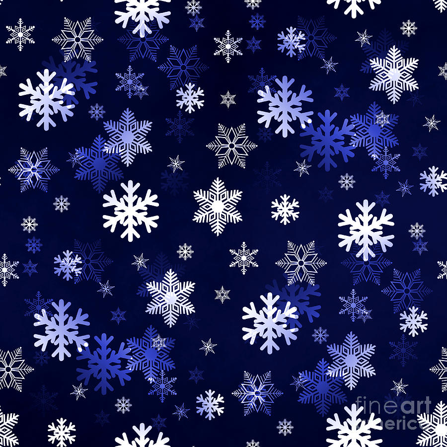 Dark Blue Snowflakes Digital Art by Henrik Lehnerer