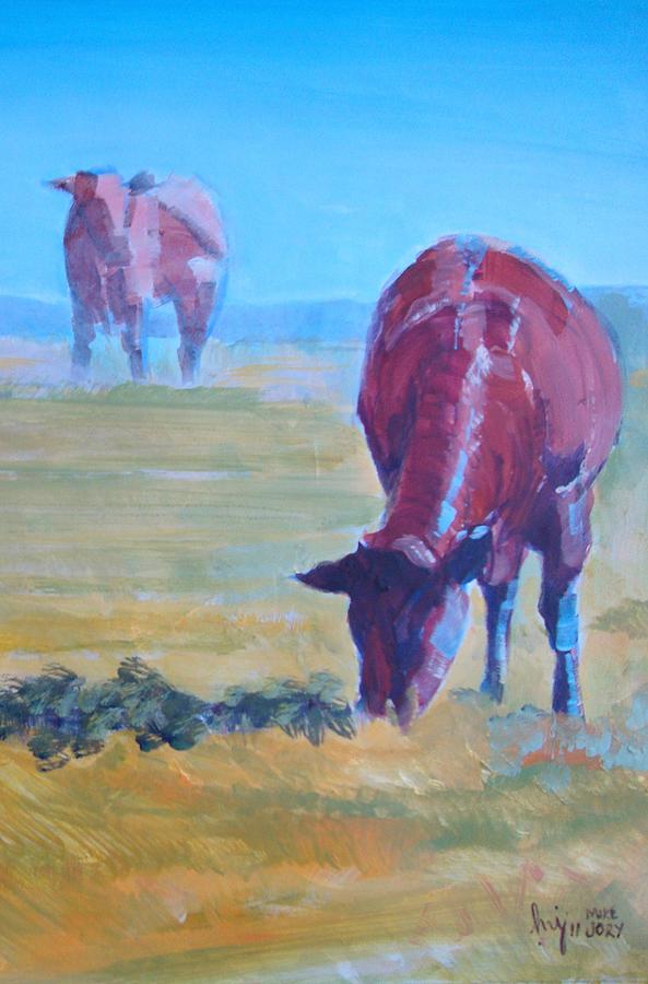 Ruby Red Cows  Painting by Mike Jory