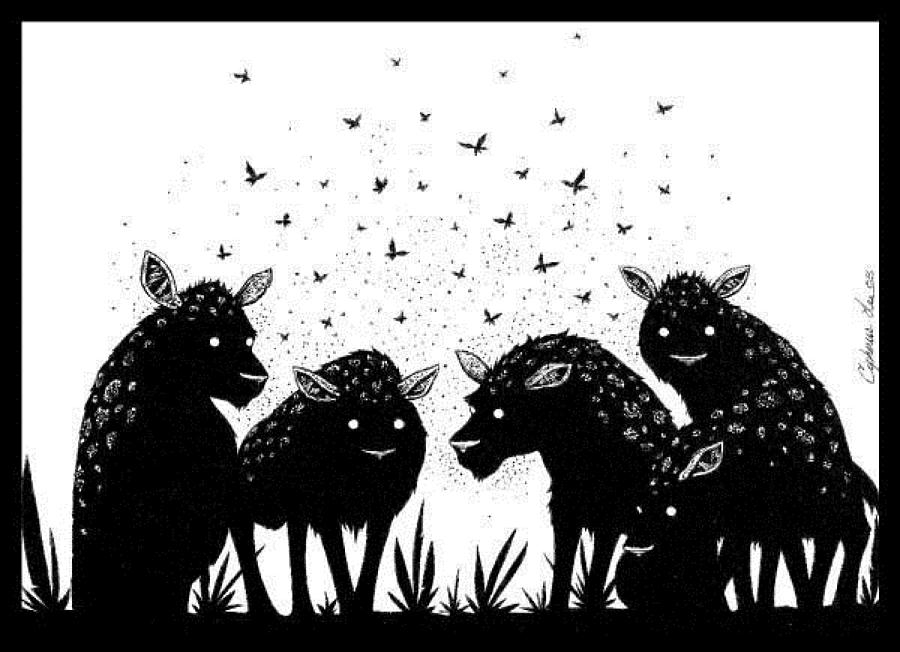 Hyena Drawing - Dark by Cipherus Lee