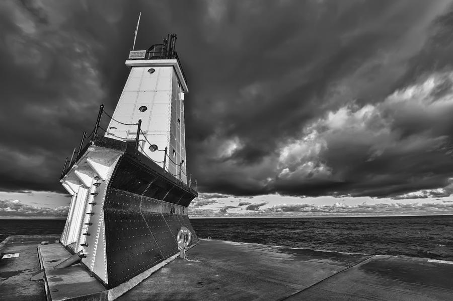 Architecture Photograph - Dark Clouds Black and White by Sebastian Musial