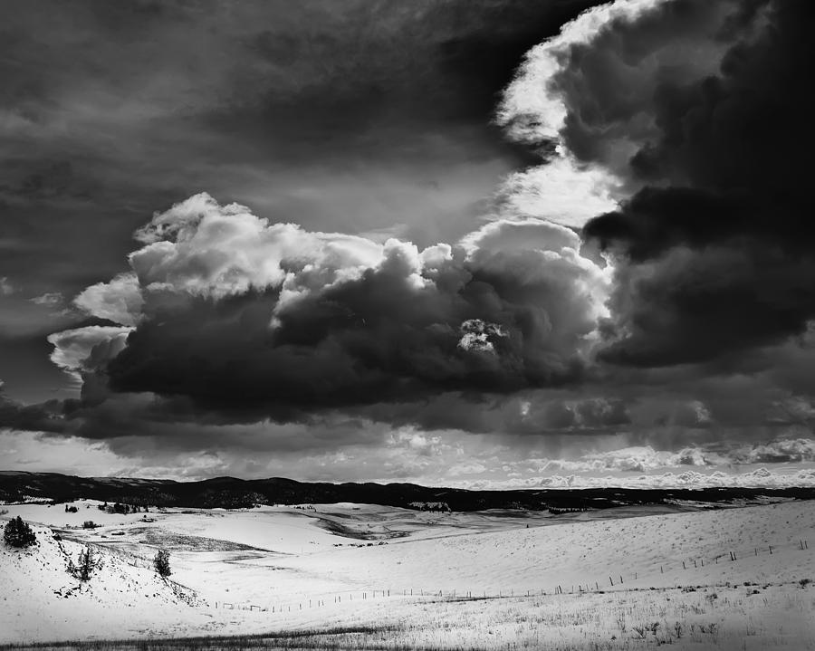 Dark Clouds Over Snowy Landscape Photograph by Theresa Tahara