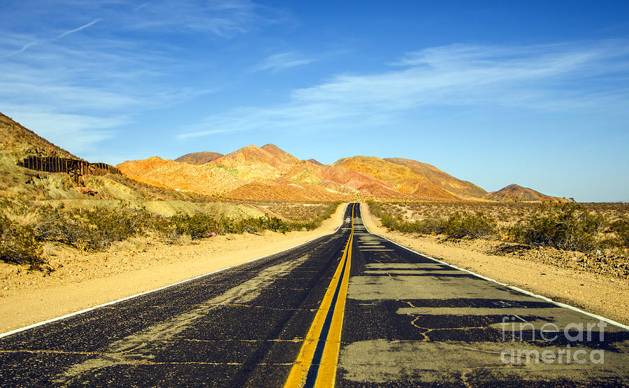 Car Photograph - Dark Desert Highway Calico California by Deborah Smolinske