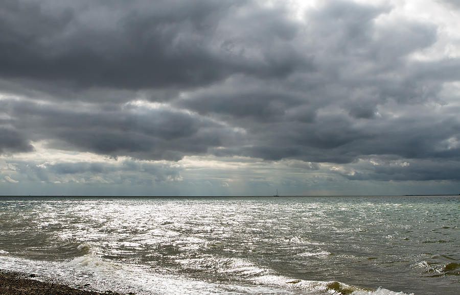 Nature Photograph - Dark gloomy day on a Uk beach by Fizzy Image