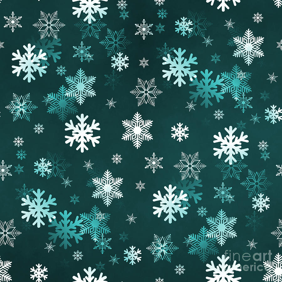 Dark Green Snowflakes Digital Art by Henrik Lehnerer