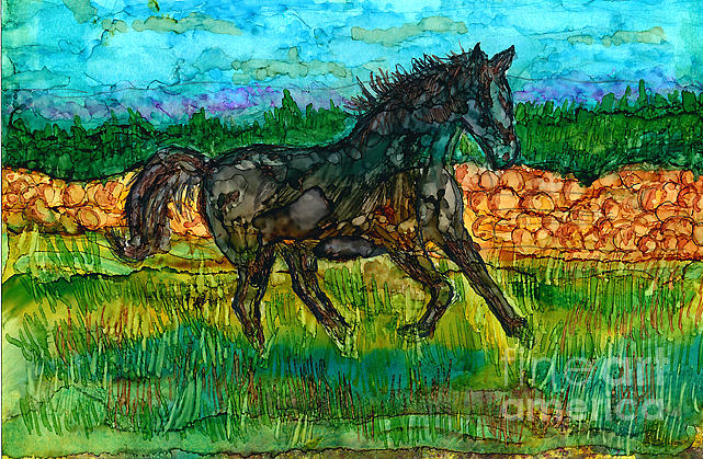 Dark Horse Painting by Alene Sirott-Cope