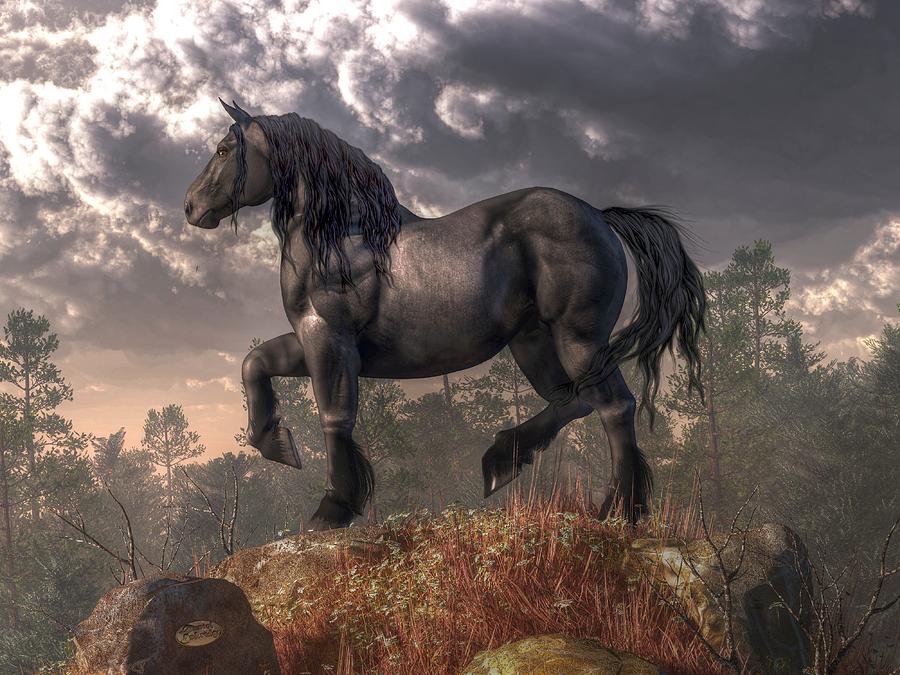 Knight Digital Art - Dark Horse by Daniel Eskridge