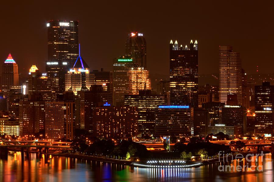 Dark Pittsburgh Skyline Photograph by Adam Jewell