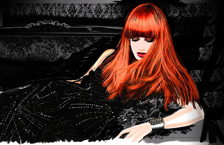 Dark Redhead Drawing by Renee Reeser Zelnick