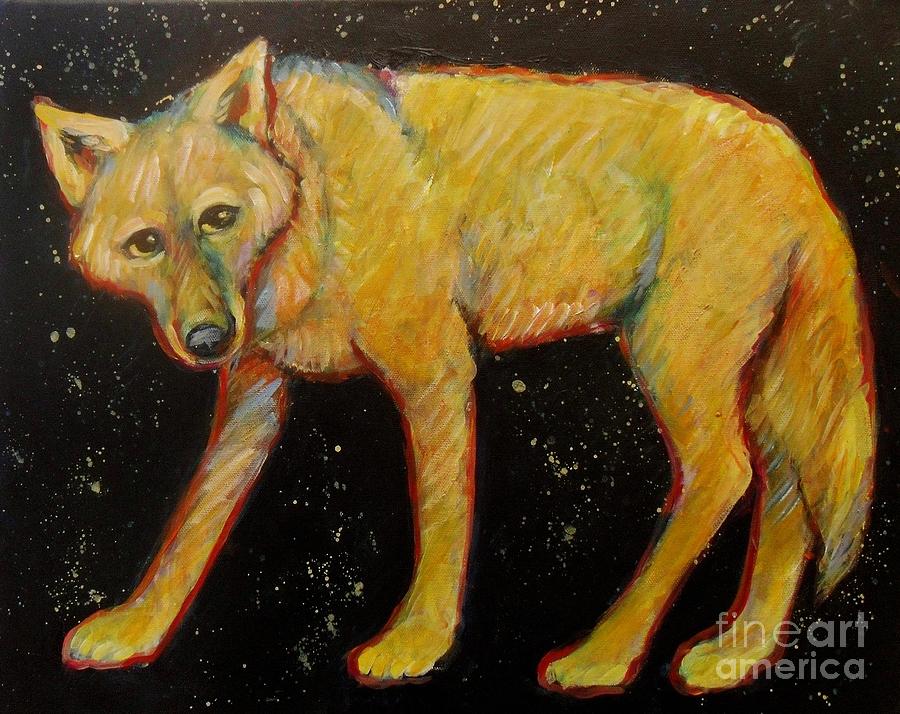 Dark Sky Coyote Painting by Carol Suzanne Niebuhr