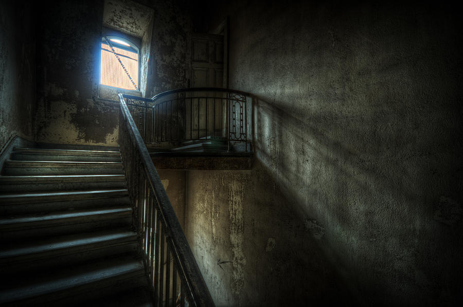 Architecture Digital Art - Dark steps by Nathan Wright