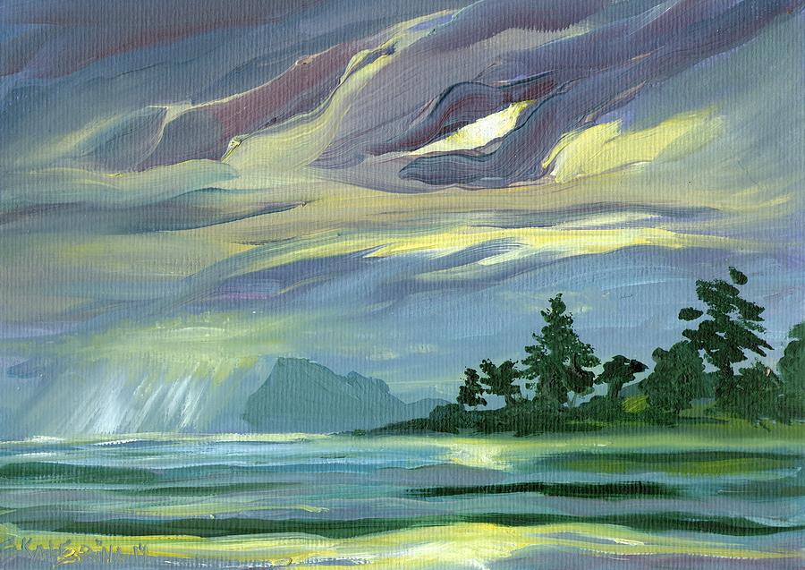 Cloudscape Painting - Dark Sunrise Skyscape by Ekaterina Chernova