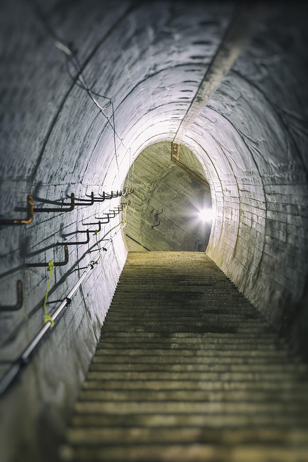 Architecture Photograph - Dark tunnel and staircase by Russ Dixon