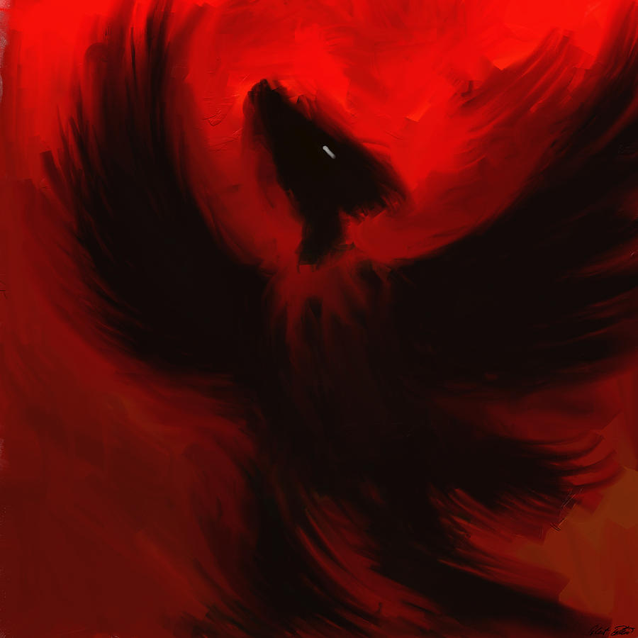Phoenix Painting - Dark Wings by Robert Bertino
