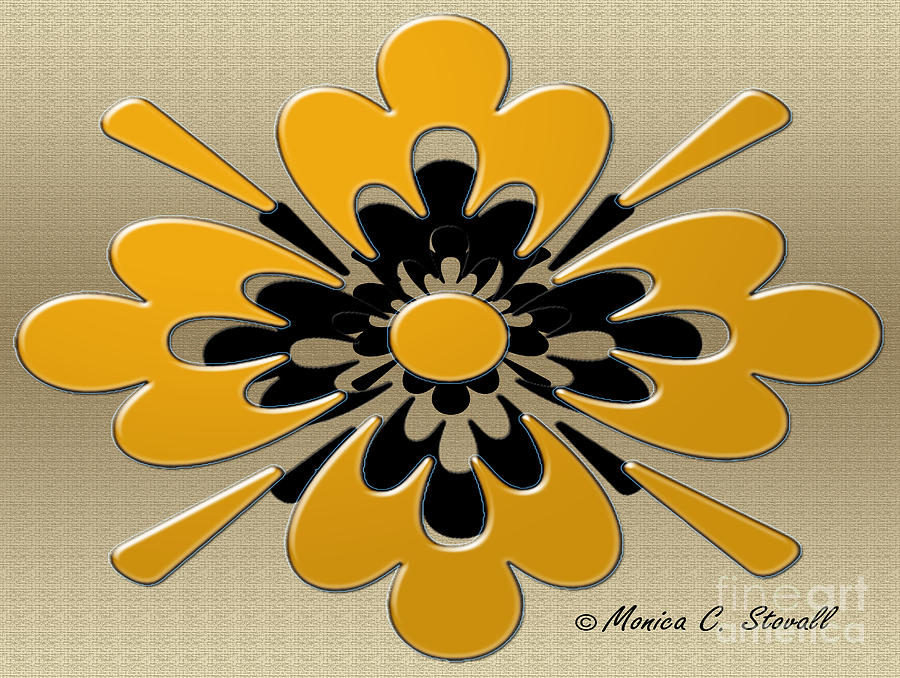 Dark Yellow on Gold Floral Design Digital Art by Monica C Stovall
