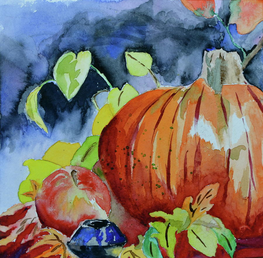 Pumpkin Painting - Darkening by Beverley Harper Tinsley