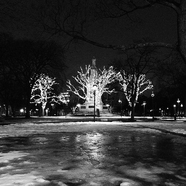 Boston Photograph - Darkness, Ice And Christmas Lights by Khamid B