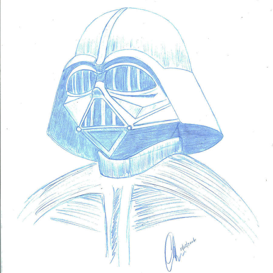 Darth Vader squared Drawing by Chris Thomas