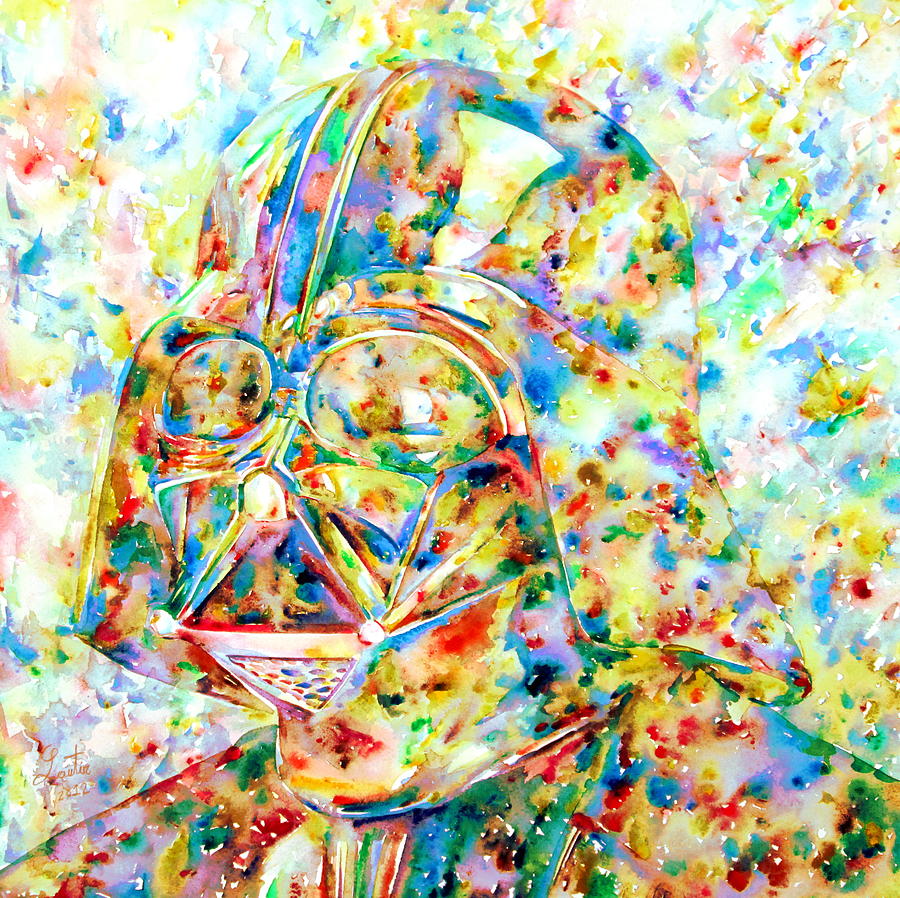 Star Wars Painting - DARTH VADER - watercolor portrait.3 by Fabrizio Cassetta