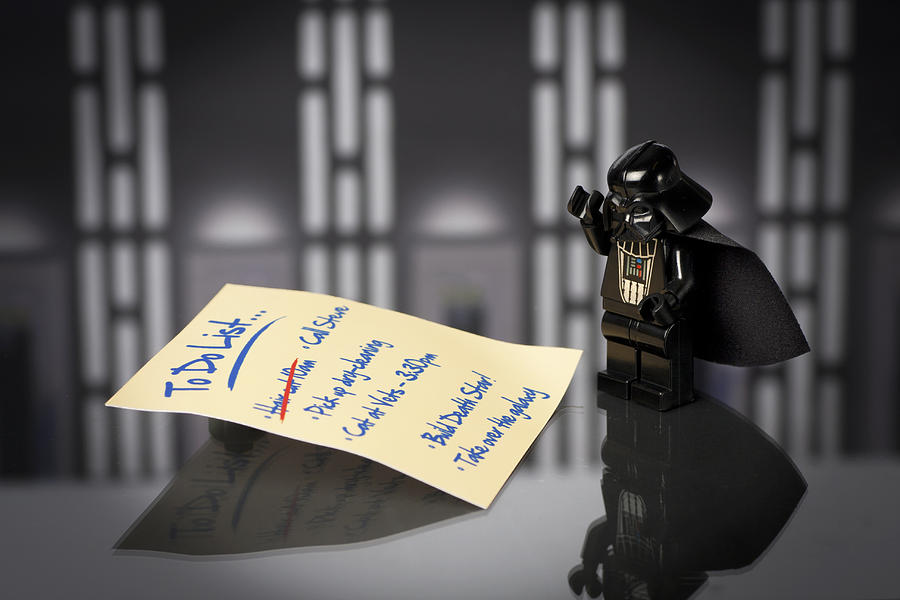Lego Photograph - Darths To Do List by Samuel Whitton Lego Photograph - Darths To Do List by Samuel Whitton