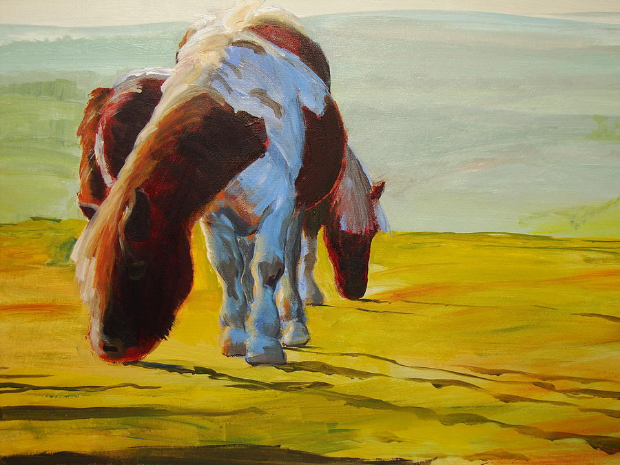 Dartmoor Ponies Painting by Mike Jory