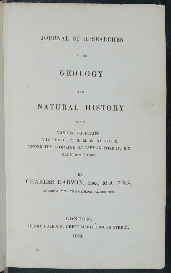 Nature Photograph - Darwins Journal Of Researches by Natural History Museum, London/science Photo Library