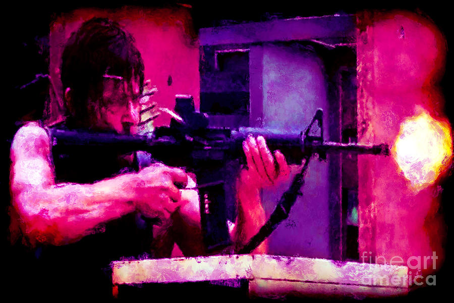 Abstract Painting - Daryl Shooting Assault Rifle 001b by Dead Art