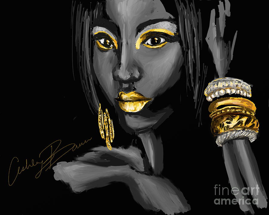 Jewelry Digital Art - Dash of Gold by Ashley Bauer